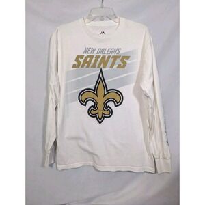 Magestic NFL New Orleans Saints White Mens Basic Long Sleeve Tee Shirt, Large